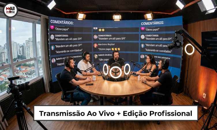 Gravação de podcast com transmissão ao vivo SP