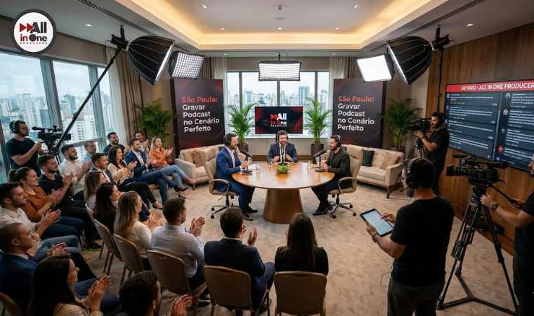 São Paulo - Gravar podcast no cenário perfeito