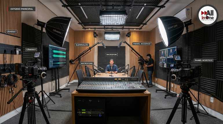 Podcast Corporativo gravado em estúdio